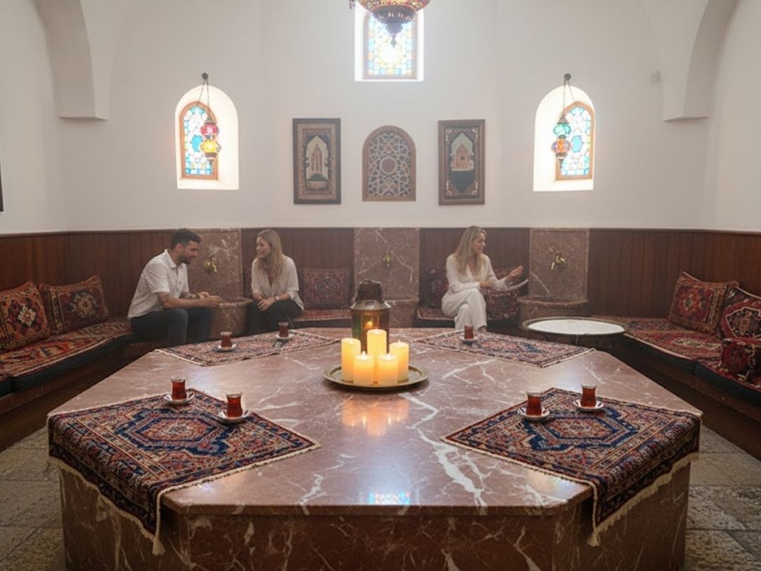 Hammam cafe with Turkish tea